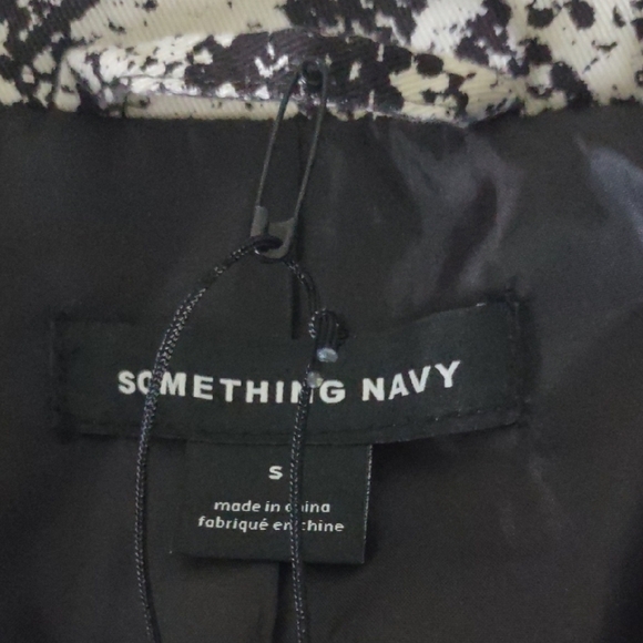 Something Navy Trench Coat Black and White Small - Picture 7 of 8